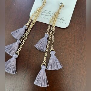 NWT REVOLVE Ettika Drop Purple Tassel Earrings
